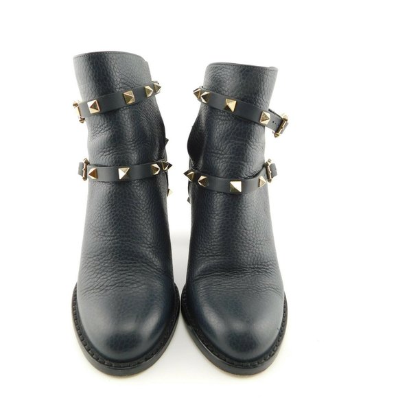 VALENTINO Rockstud Strap Block Heel Booties 35 - Picture 3 of 10